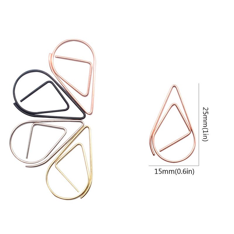 Zoohot 100 Pieces Cute Paper Clips for School Office Supplies, Stainless Steel Drop-Shaped Paperclips (4 Colors) - Image 3
